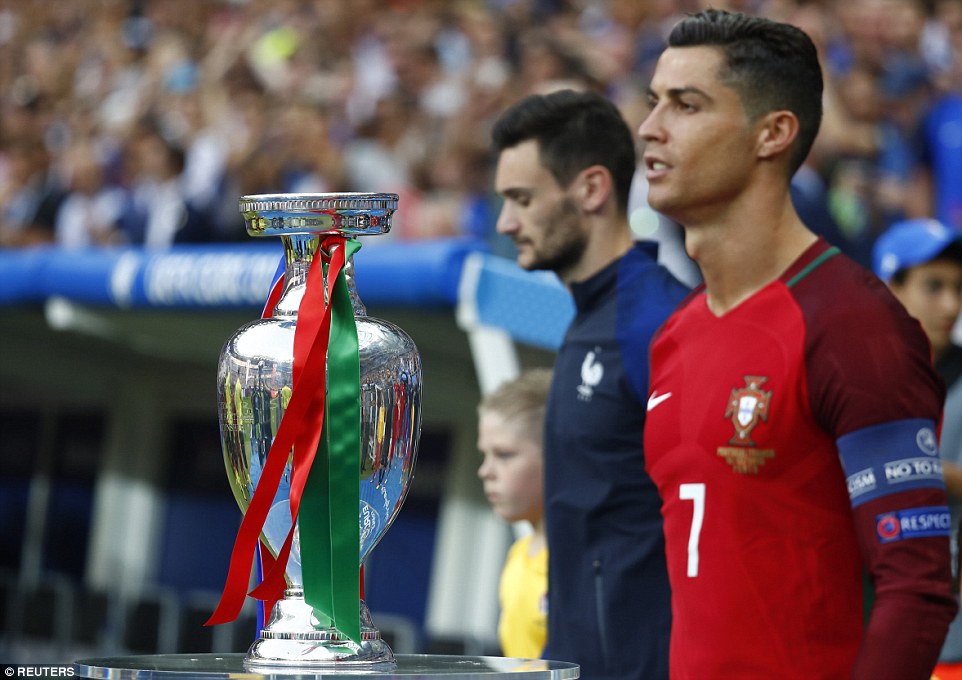 Cristiano Ronaldo và hình ảnh đáng nhớ trước khi trận đấu bắt đầu.